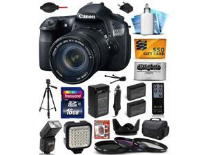 Canon EOS 60D 18 MP CMOS Digital SLR Camera with 18-135mm f/3.5-5.6 IS UD Lens includes 16GB Memory + Large Case + Tripod + Flash + Video Light + 2 Batteries + Lens Hood + DVD + $50 Gift Card 4460B004 Canon EOS 60D 18 MP CMOS Digital SLR Camera with 18-135mm f/3.5-5.6 IS UD Lens includes 16GB Memory + Large Case + Tripod + Flash + Video Light + 2 Batteries + Lens Hood + DVD + $50 Gift Card 4460B004