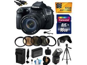 Canon EOS 60D 18 MP CMOS Digital SLR Camera with 18-135mm f/3.5-5.6 IS UD Lens with 16GB + Flash + Battery + Charger + UV-CPL-FL-ND4-10x Macro Filters + Cleaning Kit + $50 Gift Card 4460B004 Canon EOS 60D 18 MP CMOS Digital SLR Camera with 18-135mm f/3.5-5.6 IS UD Lens with 16GB + Flash + Battery + Charger + UV-CPL-FL-ND4-10x Macro Filters + Cleaning Kit + $50 Gift Card 4460B004
