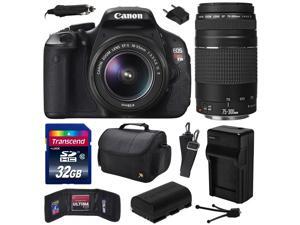 Canon EOS Rebel T3i (600D) Digital SLR Camera with EF-S 18-55mm f/3.5-5.6 IS and EF 75-300mm f/4-5.6 III Lens with 32GB Memory + Large Case + Battery + Charger + Memory Wallet + Cleaning Kit 5169B003 Canon EOS Rebel T3i (600D) Digital SLR Camera with EF-S 18-55mm f/3.5-5.6 IS and EF 75-300mm f/4-5.6 III Lens with 32GB Memory + Large Case + Battery + Charger + Memory Wallet + Cleaning Kit 5169B003