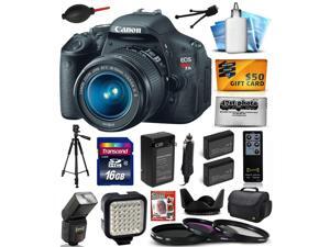 Canon EOS Rebel T3i Digital SLR Camera with EF-S 18-55mm f/3.5-5.6 IS Lens with 16GB Memory, Large Case, Tripod, Flash, LED Light, Two Batteries, Charger, DVD, Cleaning Kit, $50 Gift Card 5169B003 Canon EOS Rebel T3i Digital SLR Camera with EF-S 18-55mm f/3.5-5.6 IS Lens with 16GB Memory, Large Case, Tripod, Flash, LED Light, Two Batteries, Charger, DVD, Cleaning Kit, $50 Gift Card 5169B003