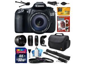 Canon EOS 60D 18 MP CMOS Digital SLR Camera with 18-135mm f/3.5-5.6 IS UD Lens with 32GB Memory + 2.2x + 0.43x Lens + Hood + UV-CPL-FL Filters + Monopod + DVD + Cleaning Kit + $50 Gift Card 4460B004 Canon EOS 60D 18 MP CMOS Digital SLR Camera with 18-135mm f/3.5-5.6 IS UD Lens with 32GB Memory + 2.2x + 0.43x Lens + Hood + UV-CPL-FL Filters + Monopod + DVD + Cleaning Kit + $50 Gift Card 4460B004