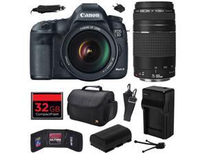 Canon EOS 5D Mark III 22.3 MP Full Frame CMOS Digital SLR Camera with EF 24-105mm f/4 L IS USM Lens and EF 75-300mm f/4-5.6 III Lens with 32GB Memory + Large Case + Battery + Charger 5260B009 Canon EOS 5D Mark III 22.3 MP Full Frame CMOS Digital SLR Camera with EF 24-105mm f/4 L IS USM Lens and EF 75-300mm f/4-5.6 III Lens with 32GB Memory + Large Case + Battery + Charger 5260B009