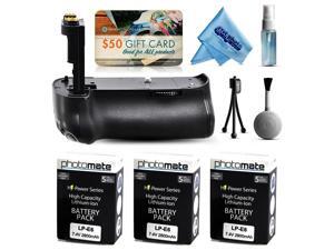 Multi Power Battery Grip + (3 Pack) Ultra High Capacity LP-E6 LPE6 Replacement Battery (2800mAh) + $50 Gift Card for Prints for Canon EOS 70D DSLR SLR Digital Camera (BG-E14 BGE14 Replacement) Multi Power Battery Grip + (3 Pack) Ultra High Capacity LP-E6 LPE6 Replacement Battery (2800mAh) + $50 Gift Card for Prints for Canon EOS 70D DSLR SLR Digital Camera (BG-E14 BGE14 Replacement)