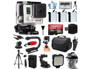 GoPro HERO3+ Hero 3+ Black Plus Edition Action Camera Camcorder with Ultimate Accessory Bundle includes 32GB MicroSD + 3x Batteries + Large Case + Stabilizer + Tripod + LED Video Light (CHDHX-302) GoPro HERO3+ Hero 3+ Black Plus Edition Action Camera Camcorder with Ultimate Accessory Bundle includes 32GB MicroSD + 3x Batteries + Large Case + Stabilizer + Tripod + LED Video Light (CHDHX-302)