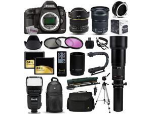 Canon EOS 5D Mark 3 DSLR SLR Digital Camera + 6.5mm Fisheye + 24-105mm STM + 650-2600mm Lens + Filters + 128GB Memory + Action Stabilizer + i-TTL Autofocus Flash + Backpack + Case + 70" Tripod + More Canon EOS 5D Mark 3 DSLR SLR Digital Camera + 6.5mm Fisheye + 24-105mm STM + 650-2600mm Lens + Filters + 128GB Memory + Action Stabilizer + i-TTL Autofocus Flash + Backpack + Case + 70" Tripod + More