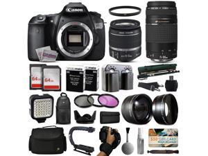 Canon EOS 60D DSLR Digital Camera with 18-55mm IS II + 75-300mm USM Lens + 128GB Memory + 2 Batteries + Charger + LED Video Light + Backpack + Case + Filters + Auxiliary Lenses + More Canon EOS 60D DSLR Digital Camera with 18-55mm IS II + 75-300mm USM Lens + 128GB Memory + 2 Batteries + Charger + LED Video Light + Backpack + Case + Filters + Auxiliary Lenses + More