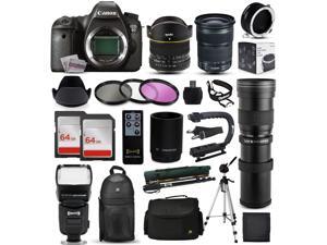 Canon EOS 6D DSLR SLR Digital Camera + 6.5mm Fisheye + 24-105mm STM + 420-1600mm Lens + Filters + 128GB Memory + Stabilizer + i-TTL Autofocus Flash + Backpack + Case + More Canon EOS 6D DSLR SLR Digital Camera + 6.5mm Fisheye + 24-105mm STM + 420-1600mm Lens + Filters + 128GB Memory + Stabilizer + i-TTL Autofocus Flash + Backpack + Case + More