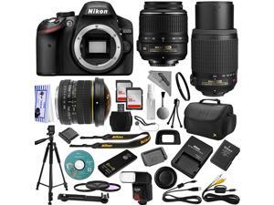 Nikon D3200 DSLR Camera 18-55mm + 55-200mm AF-S DX Nikkor VR Lense Kit + 6.5mm Fisheye + 32GB Memory + Bounce Swivel Flash + Tripod + Padded Case Bag + UV CPL FLD Filter Bundle + Remote Control Nikon D3200 DSLR Camera 18-55mm + 55-200mm AF-S DX Nikkor VR Lense Kit + 6.5mm Fisheye + 32GB Memory + Bounce Swivel Flash + Tripod + Padded Case Bag + UV CPL FLD Filter Bundle + Remote Control
