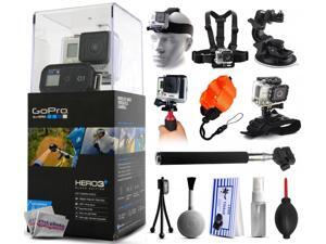 GoPro HERO3+ Hero 3+ Plus Black Camera CHDHX-302 with Headstrap + Chest Harness Mount + Car Suction Cup + Handgrip Stabilizer + Floaty Strap + Wrist Glove Strap + Selfie Stick + Tripod + Cleaning Kit GoPro HERO3+ Hero 3+ Plus Black Camera CHDHX-302 with Headstrap + Chest Harness Mount + Car Suction Cup + Handgrip Stabilizer + Floaty Strap + Wrist Glove Strap + Selfie Stick + Tripod + Cleaning Kit
