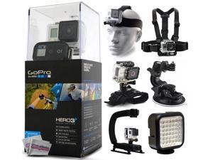 GoPro HERO3+ Hero 3+ Plus Black Edition Camera CHDHX-302 with Headstrap + Chest Harness Mount + Wrist Glove Strap + Suction Cup + LED Light + Opteka X-Grip Action Stabilizer GoPro HERO3+ Hero 3+ Plus Black Edition Camera CHDHX-302 with Headstrap + Chest Harness Mount + Wrist Glove Strap + Suction Cup + LED Light + Opteka X-Grip Action Stabilizer