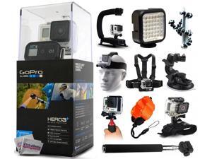 GoPro HERO3+ Hero 3+ Plus Black Camera CHDHX-302 with X-Grip + LED Light + Flexible Tripod + Chest Harness + Headstrap + Suction Cup + Handgrip Stabilizer + Floaty Strap + Selfie Stick + Wrist Glove GoPro HERO3+ Hero 3+ Plus Black Camera CHDHX-302 with X-Grip + LED Light + Flexible Tripod + Chest Harness + Headstrap + Suction Cup + Handgrip Stabilizer + Floaty Strap + Selfie Stick + Wrist Glove