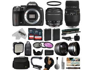 Pentax K-50 DSLR Digital Camera with DA L 18-55mm WR + Sigma 70-300mm Lens + Sandisk 128GB Memory + 2 Batteries + LED Video Light + Backpack + Case + Filters + Auxiliary Lenses + $50 Gift Card + More! Pentax K-50 DSLR Digital Camera with DA L 18-55mm WR + Sigma 70-300mm Lens + Sandisk 128GB Memory + 2 Batteries + LED Video Light + Backpack + Case + Filters + Auxiliary Lenses + $50 Gift Card + More!