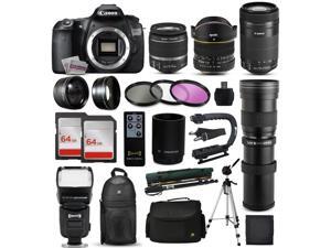 Canon EOS 60D DSLR SLR Digital Camera + 18-55mm IS II + 6.5mm Fisheye + 55-250 IS STM + 420-1600mm Lens + Filters + 128GB Memory + i-TTL Autofocus Flash + Backpack + Case + 70" Tripod + 67" Monopod Canon EOS 60D DSLR SLR Digital Camera + 18-55mm IS II + 6.5mm Fisheye + 55-250 IS STM + 420-1600mm Lens + Filters + 128GB Memory + i-TTL Autofocus Flash + Backpack + Case + 70" Tripod + 67" Monopod