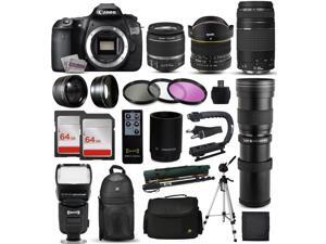 Canon EOS 60D DSLR SLR Digital Camera + 18-55mm IS II + 6.5mm Fisheye + 55-250 IS STM + 420-1600mm Lens + Filters + 128GB Memory + i-TTL Autofocus Flash + Backpack + Case + 70" Tripod + 67" Monopod Canon EOS 60D DSLR SLR Digital Camera + 18-55mm IS II + 6.5mm Fisheye + 55-250 IS STM + 420-1600mm Lens + Filters + 128GB Memory + i-TTL Autofocus Flash + Backpack + Case + 70" Tripod + 67" Monopod