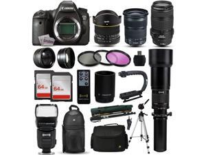 Canon EOS 6D DSLR SLR Digital Camera + 70-300mm IS USM + 6.5mm Fisheye + 24-105 STM + 650-2600mm Lens + Filters + 128GB Memory + Action Stabilizer + i-TTL Autofocus Flash + Case + 70" Tripod + More Canon EOS 6D DSLR SLR Digital Camera + 70-300mm IS USM + 6.5mm Fisheye + 24-105 STM + 650-2600mm Lens + Filters + 128GB Memory + Action Stabilizer + i-TTL Autofocus Flash + Case + 70" Tripod + More