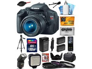 Canon EOS Rebel T3i Digital SLR Camera with EF-S 18-55mm f/3.5-5.6 IS Lens 32GB SDHC, Case, Tripod, Flash, LED Light, Two Batteries, Charger, DVD, Remote Control, Cleaning Kit, $50 Gift Card 5169B003 Canon EOS Rebel T3i Digital SLR Camera with EF-S 18-55mm f/3.5-5.6 IS Lens 32GB SDHC, Case, Tripod, Flash, LED Light, Two Batteries, Charger, DVD, Remote Control, Cleaning Kit, $50 Gift Card 5169B003