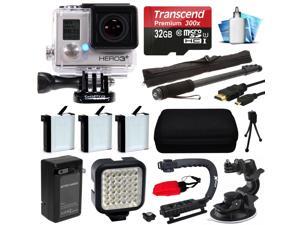 GoPro HERO3+ Hero 3+ Black Plus Edition Camera Camcorder with Premium Accessories Bundle includes 32GB MicroSD + 3x Batteries + Video Stabilizer + LED Video Light + Selfie Stick + Case (CHDHX-302) GoPro HERO3+ Hero 3+ Black Plus Edition Camera Camcorder with Premium Accessories Bundle includes 32GB MicroSD + 3x Batteries + Video Stabilizer + LED Video Light + Selfie Stick + Case (CHDHX-302)