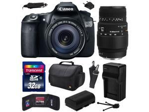 Canon EOS 60D 18 MP CMOS Digital SLR Camera with 18-135mm f/3.5-5.6 IS UD and Sigma 70-300mm f/4-5.6 DG Macro Lens with 32GB Memory + Large Case + Battery + Charger + Cleaning Kit 4460B004 Canon EOS 60D 18 MP CMOS Digital SLR Camera with 18-135mm f/3.5-5.6 IS UD and Sigma 70-300mm f/4-5.6 DG Macro Lens with 32GB Memory + Large Case + Battery + Charger + Cleaning Kit 4460B004