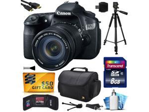 Canon EOS 60D 18 MP CMOS Digital SLR Camera with 18-135mm f/3.5-5.6 IS UD Lens with 8GB Memory + Large Case + Tripod + Card Reader + Card Wallet + HDMI Cable + Cleaning Kit + $50 Gift Card 4460B004 Canon EOS 60D 18 MP CMOS Digital SLR Camera with 18-135mm f/3.5-5.6 IS UD Lens with 8GB Memory + Large Case + Tripod + Card Reader + Card Wallet + HDMI Cable + Cleaning Kit + $50 Gift Card 4460B004