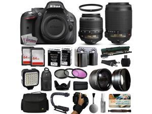 Nikon D5200 DSLR Digital Camera with 18-55mm VR + 55-200mm VR Lens + 128GB Memory + 2 Batteries + Charger + LED Video Light + Backpack + Case + Filters + Auxiliary Lenses + $50 Gift Card + More! Nikon D5200 DSLR Digital Camera with 18-55mm VR + 55-200mm VR Lens + 128GB Memory + 2 Batteries + Charger + LED Video Light + Backpack + Case + Filters + Auxiliary Lenses + $50 Gift Card + More!