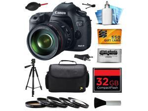 Canon EOS 5D Mark III 22.3 MP Full Frame CMOS Digital SLR Camera with EF 24-105mm f/4 L IS USM Lens with 32GB Memory + Large Case + Tripod + 5 Piece UV-CPL-FL-ND4-10x Filters + $50 Gift Card Canon EOS 5D Mark III 22.3 MP Full Frame CMOS Digital SLR Camera with EF 24-105mm f/4 L IS USM Lens with 32GB Memory + Large Case + Tripod + 5 Piece UV-CPL-FL-ND4-10x Filters + $50 Gift Card