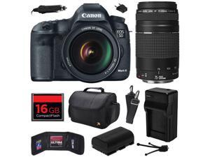 Canon EOS 5D Mark III 22.3 MP Full Frame CMOS Digital SLR Camera with EF 24-105mm f/4 L IS USM Lens and EF 75-300mm f/4-5.6 III Lens with 16GB Memory + Large Case + Battery + Charger 5260B009 Canon EOS 5D Mark III 22.3 MP Full Frame CMOS Digital SLR Camera with EF 24-105mm f/4 L IS USM Lens and EF 75-300mm f/4-5.6 III Lens with 16GB Memory + Large Case + Battery + Charger 5260B009