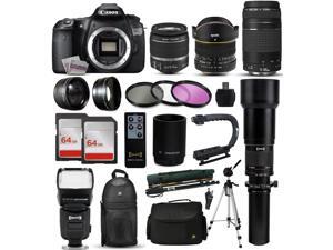 Canon EOS 60D DSLR SLR Digital Camera + 18-55mm IS II + 6.5mm Fisheye + 55-250 IS STM + 650-2600mm Lens + Filters + 128GB Memory + i-TTL Autofocus Flash + Backpack + Case + 70" Tripod + 67" Monopod Canon EOS 60D DSLR SLR Digital Camera + 18-55mm IS II + 6.5mm Fisheye + 55-250 IS STM + 650-2600mm Lens + Filters + 128GB Memory + i-TTL Autofocus Flash + Backpack + Case + 70" Tripod + 67" Monopod