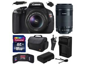 Canon EOS Rebel T3i Digital SLR Camera with EF-S 18-55mm f/3.5-5.6 IS and EF-S 55-250mm f/4-5.6 IS STM Lens 16GB Memory, Large Case, Extra Battery, Travel Charger, Card Wallet, Cleaning Kit 5169B003 Canon EOS Rebel T3i Digital SLR Camera with EF-S 18-55mm f/3.5-5.6 IS and EF-S 55-250mm f/4-5.6 IS STM Lens 16GB Memory, Large Case, Extra Battery, Travel Charger, Card Wallet, Cleaning Kit 5169B003