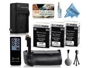 Multi Power Battery Grip + (3 Pack) Ultra High Capacity LP-E8 LPE8 Battery (2400mAh) + AC/DC Rapid Battery Charger for Canon EOS 550D 600D 650D 700D DSLR SLR Digital Camera (BG-E8 BGE8 Replacement) Multi Power Battery Grip + (3 Pack) Ultra High Capacity LP-E8 LPE8 Battery (2400mAh) + AC/DC Rapid Battery Charger for Canon EOS 550D 600D 650D 700D DSLR SLR Digital Camera (BG-E8 BGE8 Replacement)
