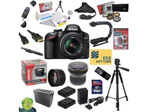 Nikon D3200 Digital SLR Camera with 18-55mm NIKKOR VR Lens With 32GB SDHC Card, Reader, 2 Batteries, Charger, 0.20X + 2.2x Lens, 5 Filter Kit, HDMI Cable, Case, Remote, Tripod, X-GRIP $50 Gift Card! Nikon D3200 Digital SLR Camera with 18-55mm NIKKOR VR Lens With 32GB SDHC Card, Reader, 2 Batteries, Charger, 0.20X + 2.2x Lens, 5 Filter Kit, HDMI Cable, Case, Remote, Tripod, X-GRIP $50 Gift Card!
