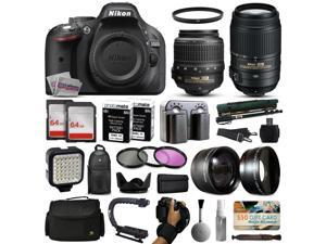 Nikon D5200 DSLR Digital Camera with 18-55mm VR + 55-300mm VR Lens + 128GB Memory + 2 Batteries + Charger + LED Video Light + Backpack + Case + Filters + Auxiliary Lenses + $50 Gift Card + More! Nikon D5200 DSLR Digital Camera with 18-55mm VR + 55-300mm VR Lens + 128GB Memory + 2 Batteries + Charger + LED Video Light + Backpack + Case + Filters + Auxiliary Lenses + $50 Gift Card + More!