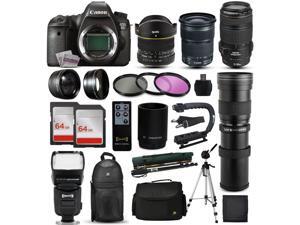 Canon EOS 6D DSLR SLR Digital Camera + 70-300mm IS USM + 6.5mm Fisheye + 24-105 STM + 420-1600mm Lens + Filters + 128GB Memory + Action Stabilizer + i-TTL Autofocus Flash + Case + 70" Tripod + More Canon EOS 6D DSLR SLR Digital Camera + 70-300mm IS USM + 6.5mm Fisheye + 24-105 STM + 420-1600mm Lens + Filters + 128GB Memory + Action Stabilizer + i-TTL Autofocus Flash + Case + 70" Tripod + More