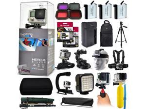 GoPro Hero 4 HERO4 Silver Edition CHDHY-401 with 3 Batteries + Filters + 64GB Memory + Handgrip + Case + Monopod + Chest Strap + Head Strap + Full Size Tripod + Floating Bobber + More GoPro Hero 4 HERO4 Silver Edition CHDHY-401 with 3 Batteries + Filters + 64GB Memory + Handgrip + Case + Monopod + Chest Strap + Head Strap + Full Size Tripod + Floating Bobber + More