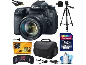 Canon EOS 70D Digital SLR Camera with 18-135mm STM Lens includes 16GB Memory + Large Case + Tripod + Card Reader + Card Wallet + HDMI Mini Cable + Cleaning Kit + $50 Gift Card 8469B016 Canon EOS 70D Digital SLR Camera with 18-135mm STM Lens includes 16GB Memory + Large Case + Tripod + Card Reader + Card Wallet + HDMI Mini Cable + Cleaning Kit + $50 Gift Card 8469B016
