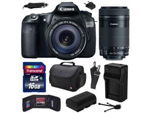 Canon EOS 60D 18 MP CMOS Digital SLR Camera with 18-135mm f/3.5-5.6 IS UD and EF-S 55-250mm f/4-5.6 IS STM Lens with 16GB Memory + Large Case + Extra Battery + Travel Charger + Cleaning Kit 4460B004 Canon EOS 60D 18 MP CMOS Digital SLR Camera with 18-135mm f/3.5-5.6 IS UD and EF-S 55-250mm f/4-5.6 IS STM Lens with 16GB Memory + Large Case + Extra Battery + Travel Charger + Cleaning Kit 4460B004