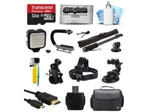 Bundle for GoPro Hero4 Hero3+ Hero3 Hero2 Camera with 32GB Card, LED Light, Handgrip, Selfie Pole, Handlebar Mount, Helmet Strap, Car Mount, Premium Case, HDMI Cable, Floating Bobber, Cleaning Kit Bundle for GoPro Hero4 Hero3+ Hero3 Hero2 Camera with 32GB Card, LED Light, Handgrip, Selfie Pole, Handlebar Mount, Helmet Strap, Car Mount, Premium Case, HDMI Cable, Floating Bobber, Cleaning Kit