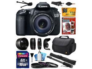 Canon EOS 60D 18 MP CMOS Digital SLR Camera with 18-135mm f/3.5-5.6 IS UD Lens includes 16GB Memory + 2.2x + 0.43x Lens + Hood + UV-CPL-FL Filters + 67" Monopod + Cleaning Kit + $50 Gift Card 4460B004 Canon EOS 60D 18 MP CMOS Digital SLR Camera with 18-135mm f/3.5-5.6 IS UD Lens includes 16GB Memory + 2.2x + 0.43x Lens + Hood + UV-CPL-FL Filters + 67" Monopod + Cleaning Kit + $50 Gift Card 4460B004