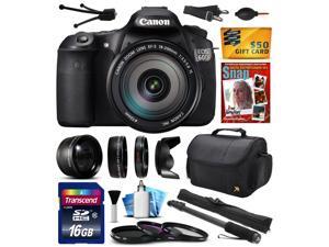 Canon EOS 60D 18 MP CMOS Digital SLR Camera with EF-S 18-200mm f/3.5-5.6 IS Lens with 16GB Memory + 2.2x Telephoto + 0.43x Wide Angle Lens + UV-CPL-FL Filters + Monopod + DVD + $50 Gift Card 4460B016 Canon EOS 60D 18 MP CMOS Digital SLR Camera with EF-S 18-200mm f/3.5-5.6 IS Lens with 16GB Memory + 2.2x Telephoto + 0.43x Wide Angle Lens + UV-CPL-FL Filters + Monopod + DVD + $50 Gift Card 4460B016