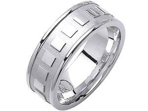 14K White Gold Womens Square Pattern Canal Wedding Band (8mm) 14K White Gold Womens Square Pattern Canal Wedding Band (8mm)