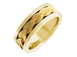 18K Gold Mens Floral Leaf Wedding Band (7mm) 18K Gold Mens Floral Leaf Wedding Band (7mm)