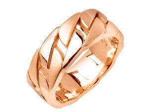 18K Rose Gold Mens Link Pattern Wedding Band (7.5mm) 18K Rose Gold Mens Link Pattern Wedding Band (7.5mm)