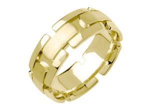 14K Gold Mens Contemporary Blocks Wedding Band (8mm) 14K Gold Mens Contemporary Blocks Wedding Band (8mm)