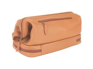 Royce Leather Toiletry Bag with Zippered Bottom Compartment, Tan - 260-TAN-3 Royce Leather Toiletry Bag with Zippered Bottom Compartment, Tan - 260-TAN-3