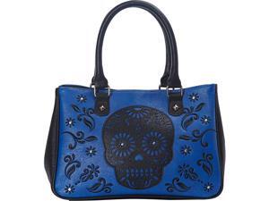 Loungefly Laser Cut Skull Blue Tote Loungefly Laser Cut Skull Blue Tote