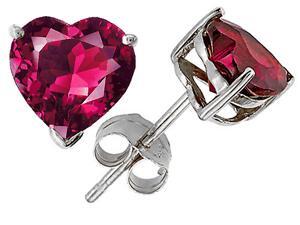Star K 3.00 cttw 7mm Heart Shaped Created Ruby Stud Earrings with Gift Bag and Card Star K 3.00 cttw 7mm Heart Shaped Created Ruby Stud Earrings with Gift Bag and Card