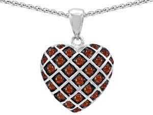 Star K Round Simulated Garnet Puffed Heart Pendant in Sterling Silver Star K Round Simulated Garnet Puffed Heart Pendant in Sterling Silver