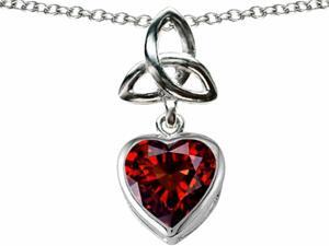Celtic Love by Kelly Love Knot Pendant with Heart 9mm Simulated Garnet in Sterling Silver Celtic Love by Kelly Love Knot Pendant with Heart 9mm Simulated Garnet in Sterling Silver