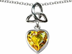 Celtic Love by Kelly Love Knot Pendant with Heart 9mm Simulated Citrine in Sterling Silver Celtic Love by Kelly Love Knot Pendant with Heart 9mm Simulated Citrine in Sterling Silver