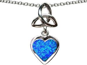 Celtic Love by Kelly Love Knot Pendant with Heart 9mm Blue Simulated Opal in Sterling Silver Celtic Love by Kelly Love Knot Pendant with Heart 9mm Blue Simulated Opal in Sterling Silver