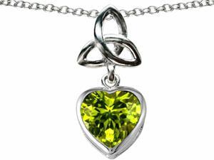 Celtic Love by Kelly Love Knot Pendant with Heart 9mm Simulated Peridot in Sterling Silver Celtic Love by Kelly Love Knot Pendant with Heart 9mm Simulated Peridot in Sterling Silver